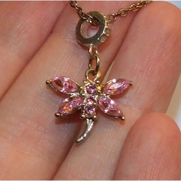 Pink Dragonfly Necklace - Picture 4 of 7